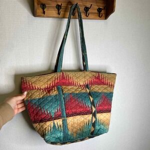 LA BAGZ Quilted Tote BagMulticolor Patterned Large Travel Beach Shoulder Handbag